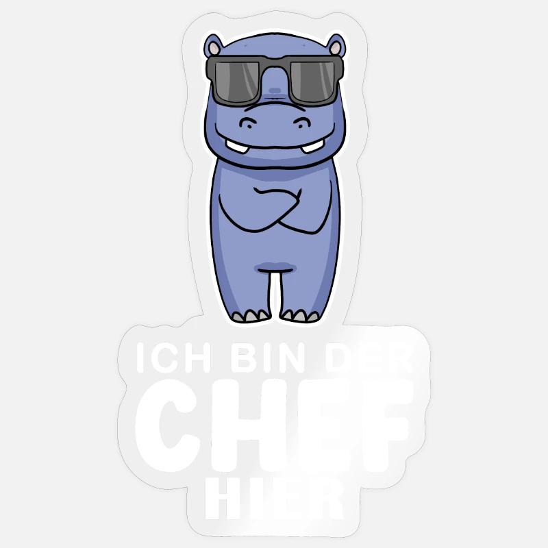 cooles Nilpferd Chef Spruch - Sticker Größe S (10 x 10 cm) - Transparent glänzend