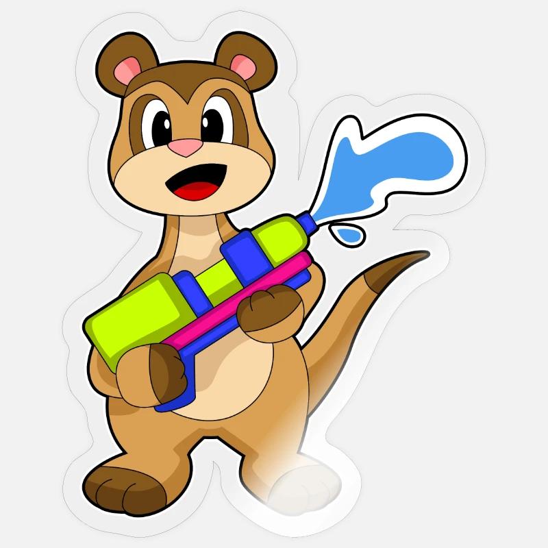 Pistolet à eau suricate - Sticker taille S (10 x 10 cm) - brillant transparent