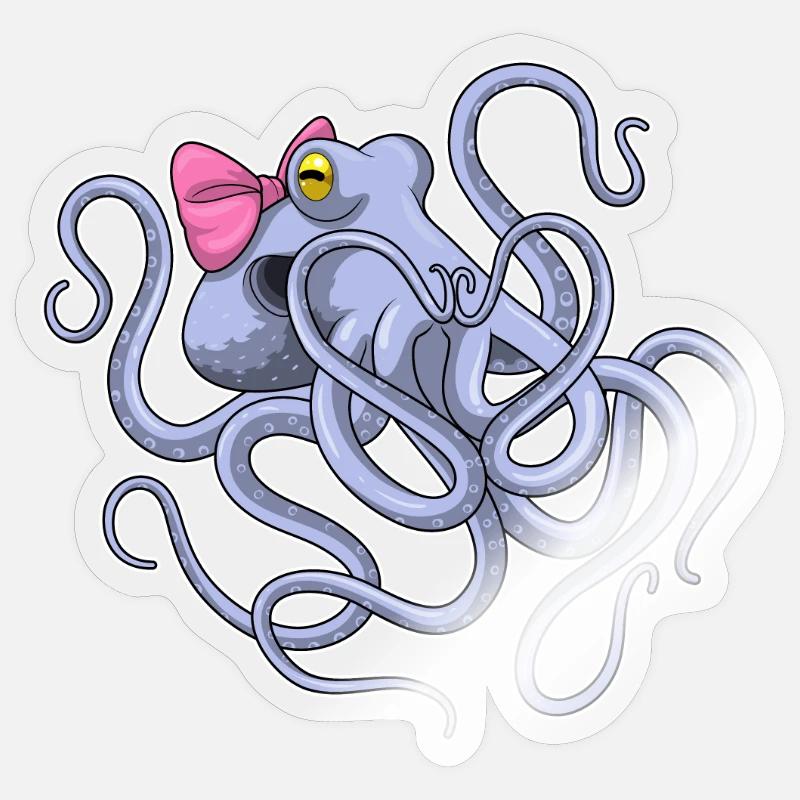 Krake Schleife - Sticker Größe S (10 x 10 cm) - Transparent glänzend