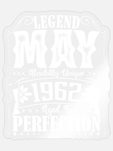 Mai 1962. Geburtstag Mai 1962. Geschenk Mai 1962. - Sticker Größe S (10 x 10 cm) - Transparent glänzend