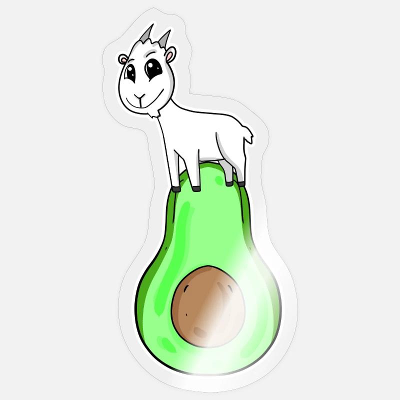 Chèvre sur avocat - Sticker taille S (10 x 10 cm) - brillant transparent