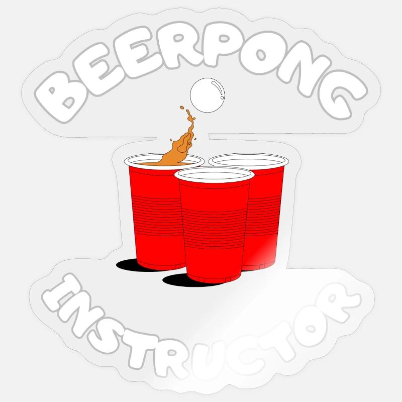 Bierpong Instructor - Sticker Größe S (10 x 10 cm) - Transparent glänzend