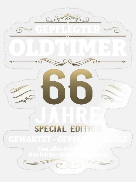 66. Geburtstag Mann Oldtimer Jahrgang 1957 - Sticker Größe S (10 x 10 cm) - Transparent glänzend