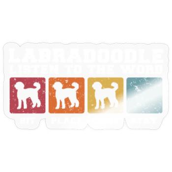 Labradoodle listen to the word - Sticker Größe S (10 x 10 cm) - Transparent glänzend - Vorne