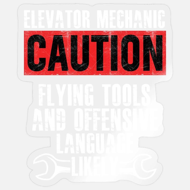 Elevator Mechanic Flying Tools Technician Sticker Größe S (10 x 10 cm)