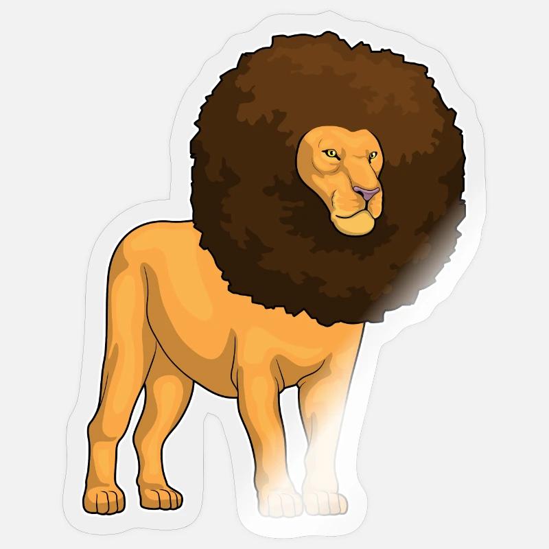 Löwe Afro Haare - Sticker Größe S (10 x 10 cm) - Transparent glänzend