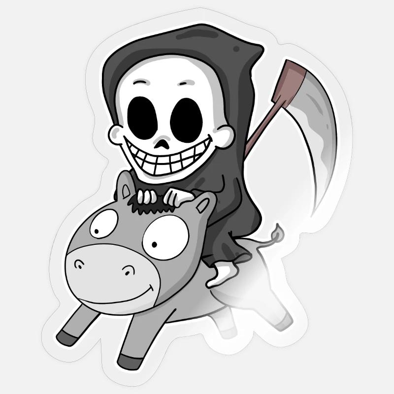 Grim Reaper Donkey - Sticker taille S (10 x 10 cm) - brillant transparent