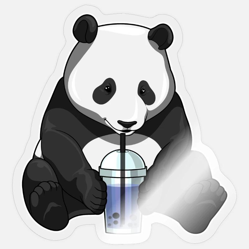 Panda Bubble Tea - Sticker taille S (10 x 10 cm) - brillant transparent