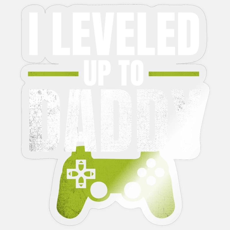 I Leveled Up to Daddy - Sticker size S (10 x 10 cm) - transparent glossy