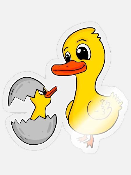 Ente Familie - Ente mit Baby - Sticker Größe S (10 x 10 cm) - Transparent glänzend