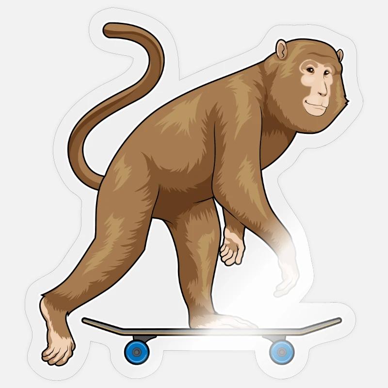 Affe Skater Skateboard - Sticker Größe S (10 x 10 cm) - Transparent glänzend