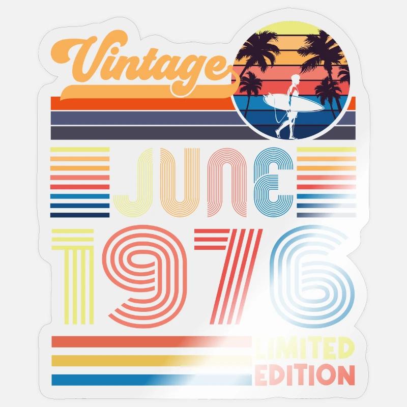 Geburtstag Juni 1976. Juni 1976 Juni 1976 Geschenk - Sticker Größe S (10 x 10 cm) - Transparent glänzend