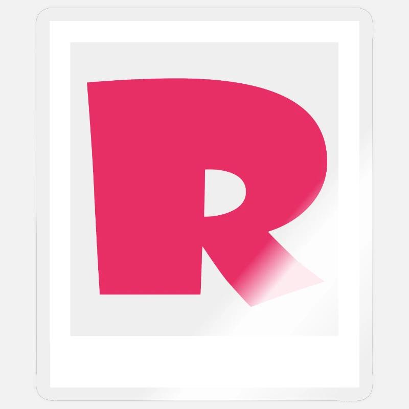 Simple pink gothic R - Sticker size S (10 x 10 cm) - transparent glossy