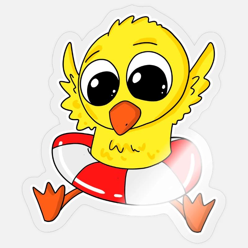 Duck bathing duck bathing - Sticker size S (10 x 10 cm) - transparent glossy