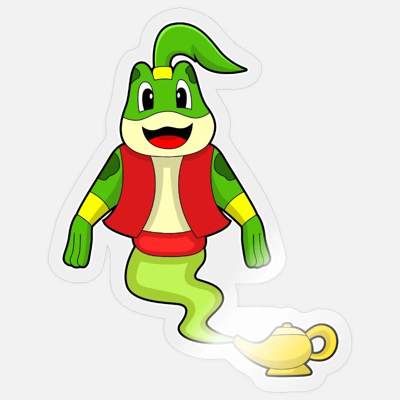 Génie grenouille - Sticker taille S (10 x 10 cm) - brillant transparent