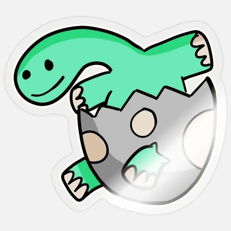 Bébé Dino - Sticker taille S (10 x 10 cm) - brillant transparent