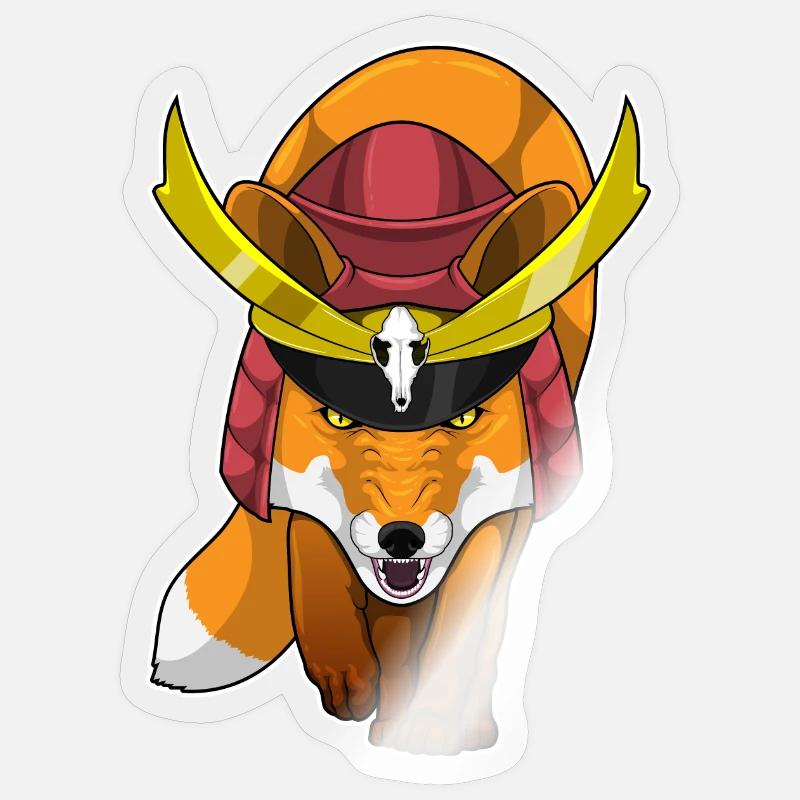 Fuchs Samurai Kampfkunst - Sticker Größe S (10 x 10 cm) - Transparent glänzend