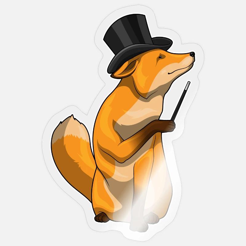 Fuchs Zauberer Zauberstab - Sticker Größe S (10 x 10 cm) - Transparent glänzend