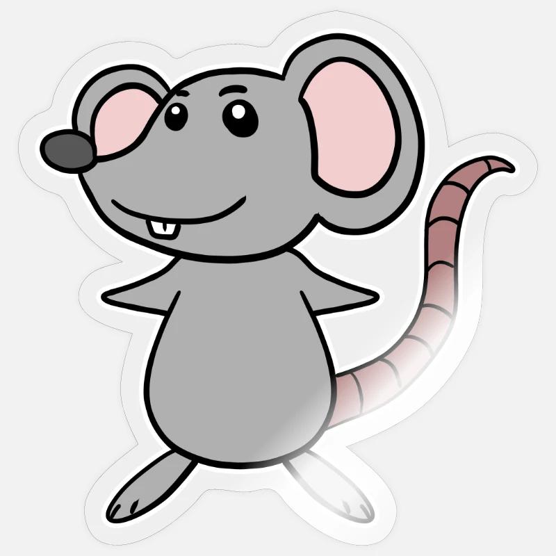 Dessin animé de souris - Sticker taille S (10 x 10 cm) - brillant transparent
