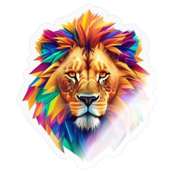 Tête de lion - Sticker taille S (10 x 10 cm) - brillant transparent - Devant