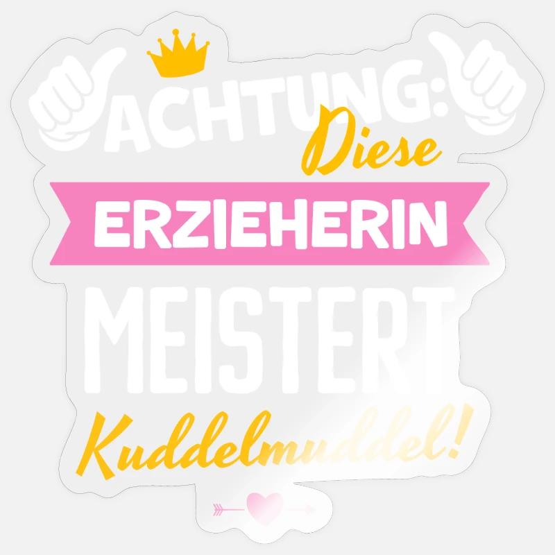 Erzieherin Abschiedsgeschenk Kuddelmuddel Lustig - Sticker Größe S (10 x 10 cm) - Transparent glänzend