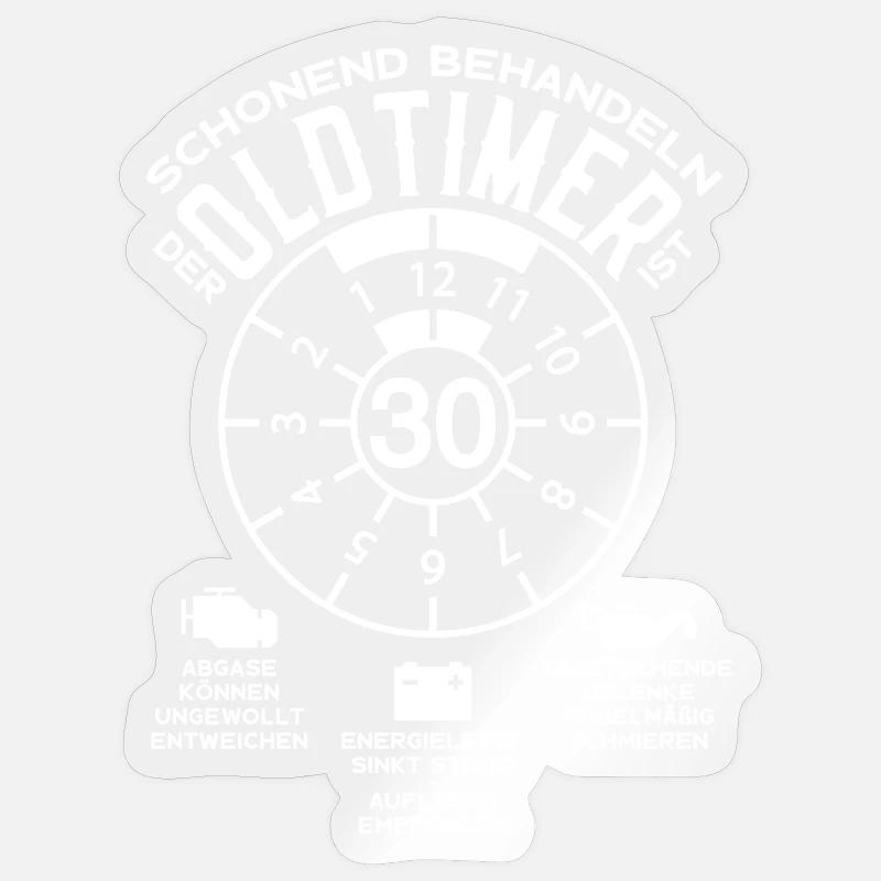 SCHONEND BEHANDELN 30. GEBURTSTAG 1993 OLDTIMER Sticker Größe S (10 x 10 cm)