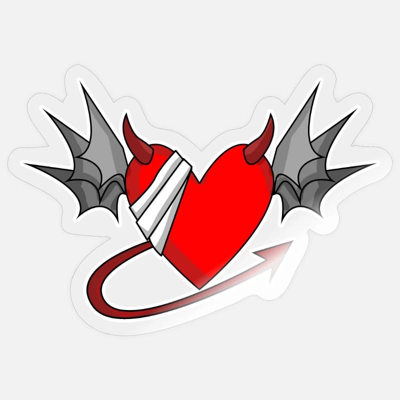 Heart Angel Wings Devil Devil Wings - Sticker formato S (10 x 10 cm) - trasparente lucido