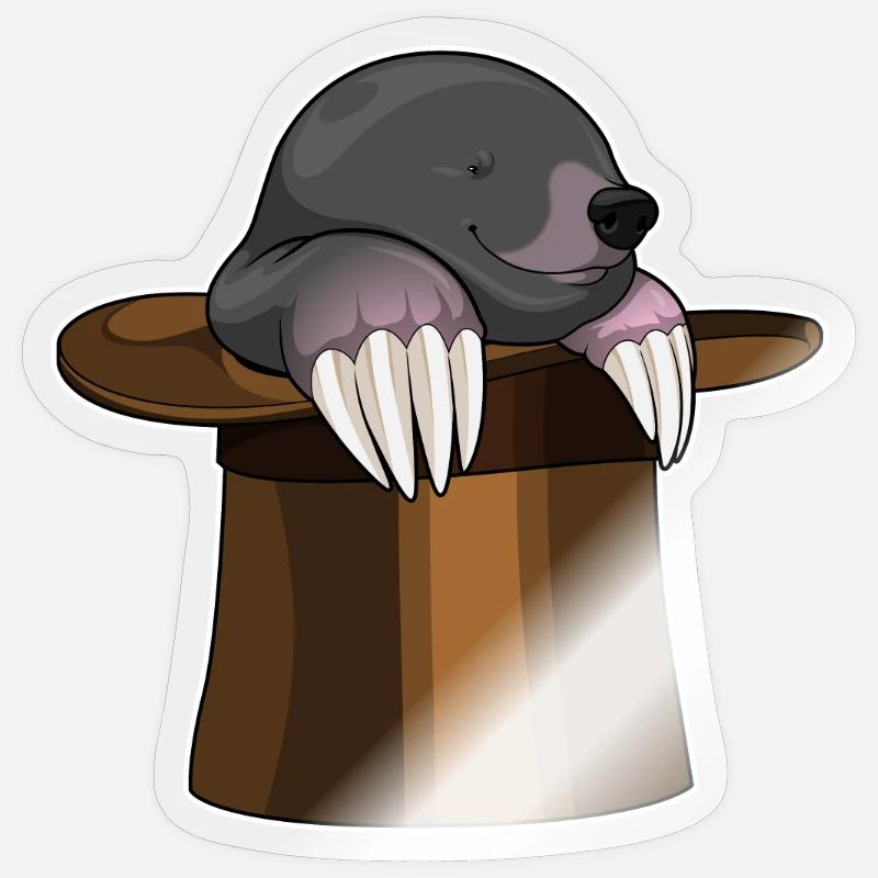 Maulwurf Zylinder - Sticker Größe S (10 x 10 cm) - Transparent glänzend
