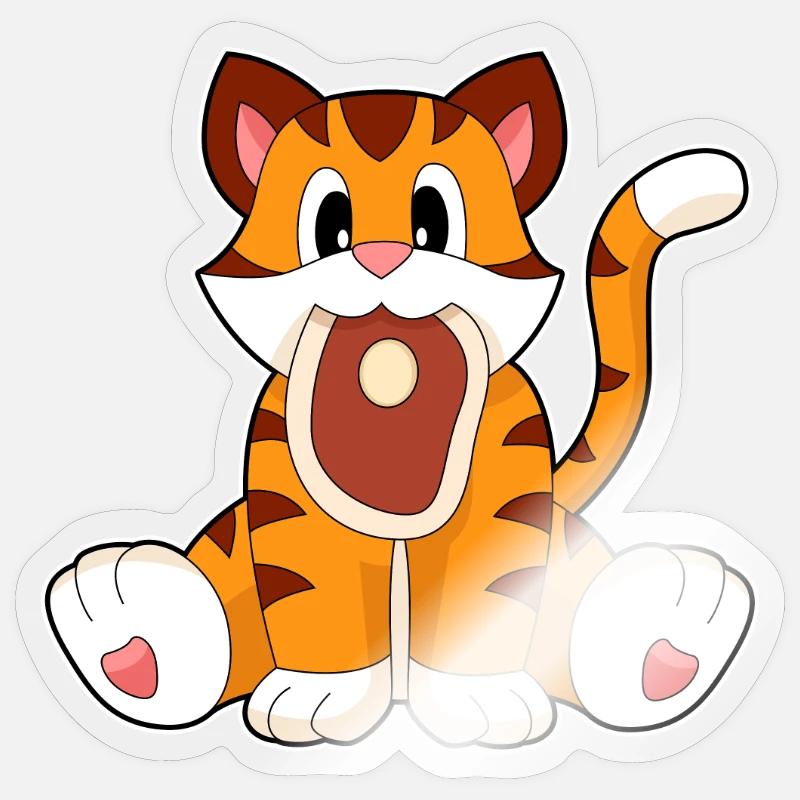 Tiger Fleisch - Sticker Größe S (10 x 10 cm) - Transparent glänzend