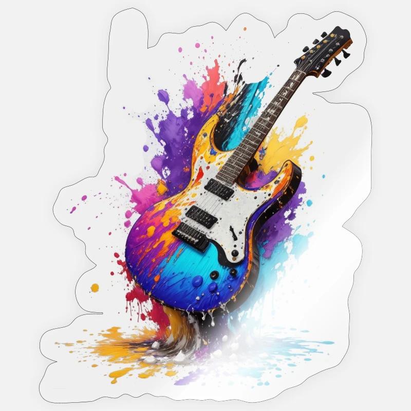 Guitar - Sticker size S (10 x 10 cm) - transparent glossy