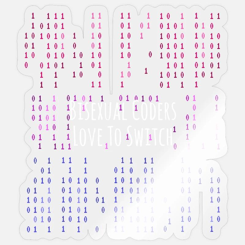 Programmation bisexuelle du Code LGBT Sticker taille S (10 x 10 cm)