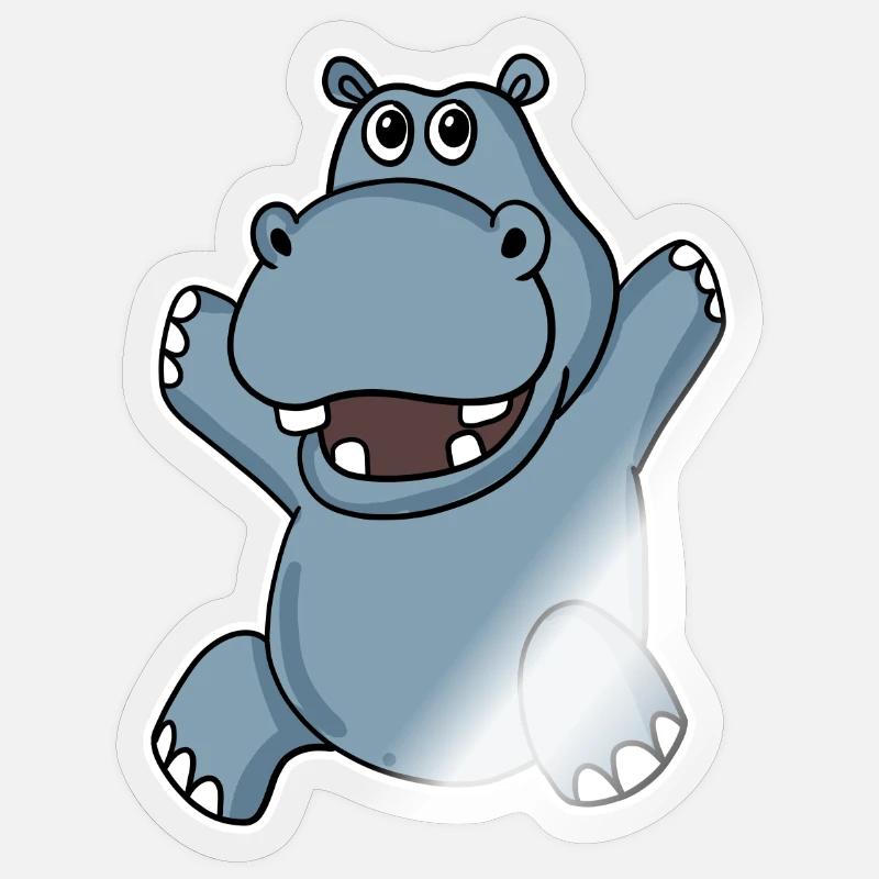 Hippopotame mignon - Sticker taille S (10 x 10 cm) - brillant transparent