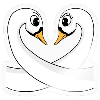 Zwei Schwäne - Sticker Größe S (10 x 10 cm) - Transparent glänzend - Vorne