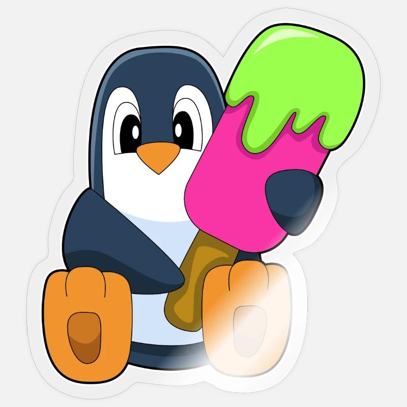 Popsicle pingouin - Sticker taille S (10 x 10 cm) - brillant transparent