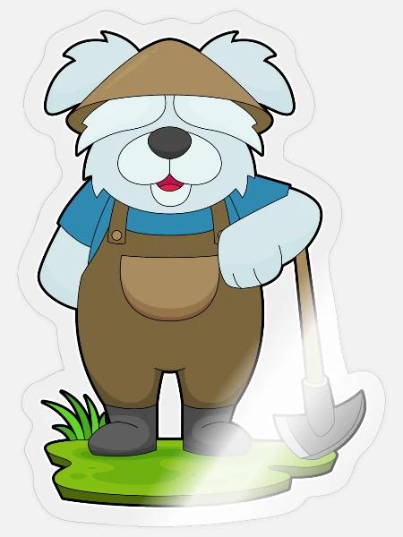 Hund Landwirt Spitzhacke Bauernhof - Sticker Größe S (10 x 10 cm) - Transparent glänzend