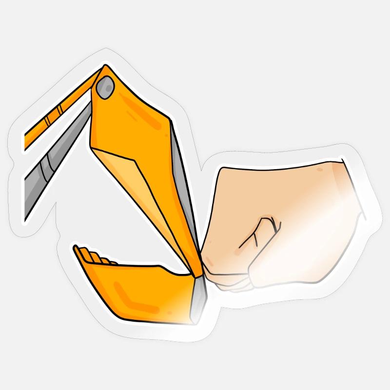 Bagger Baustelle Baggerfahrer Faust - Sticker Größe S (10 x 10 cm) - Transparent glänzend