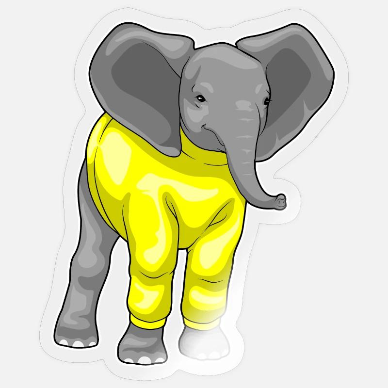 Éléphant d’hiver - Sticker taille S (10 x 10 cm) - brillant transparent
