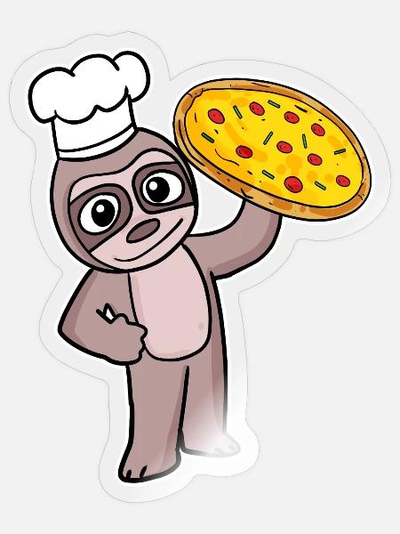 Pizzabäcker Pizza Koch Faultier Italien - Sticker Größe S (10 x 10 cm) - Transparent glänzend