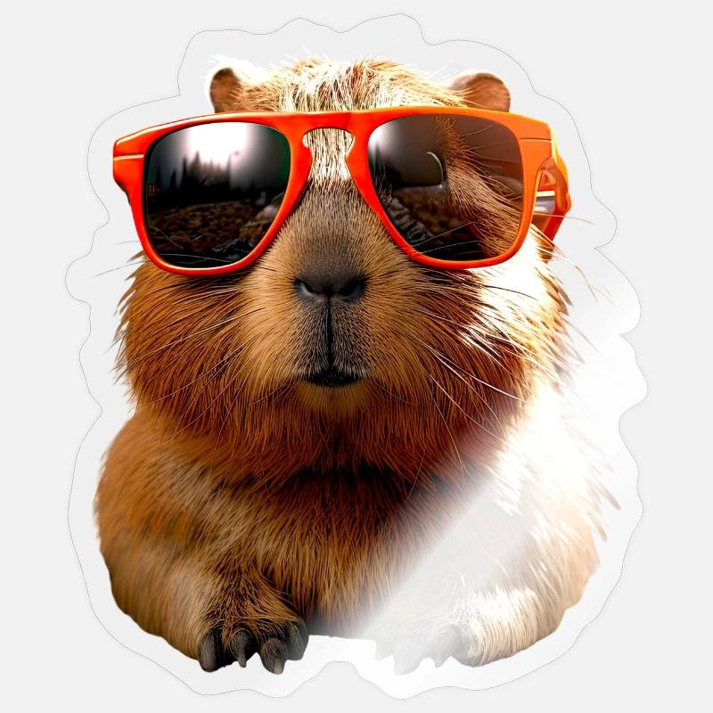 Lunettes de soleil Capybara Be Capy Capybara rongeur - Sticker taille S (10 x 10 cm) - brillant transparent