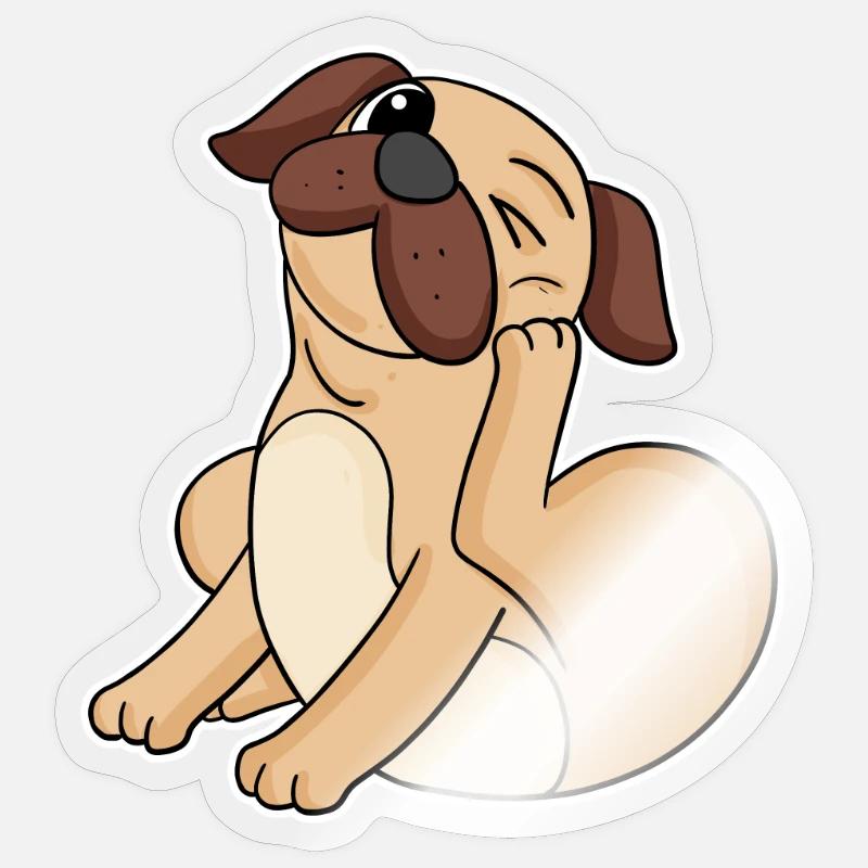 Mops Hunderasse Hund Hunde - Sticker Größe S (10 x 10 cm) - Transparent glänzend