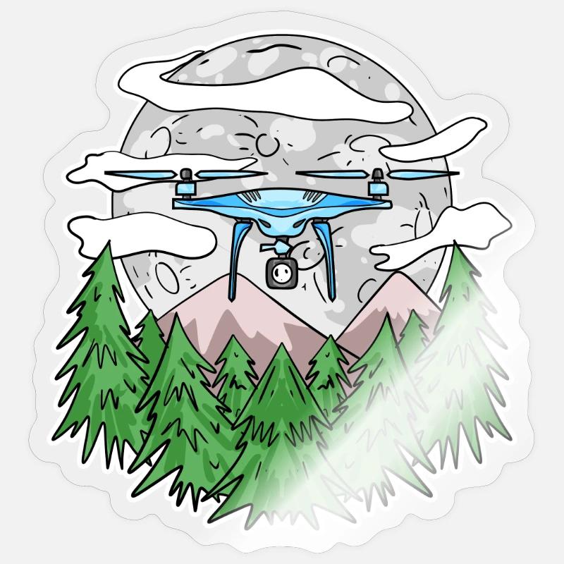 Drone - Sticker taille S (10 x 10 cm) - brillant transparent