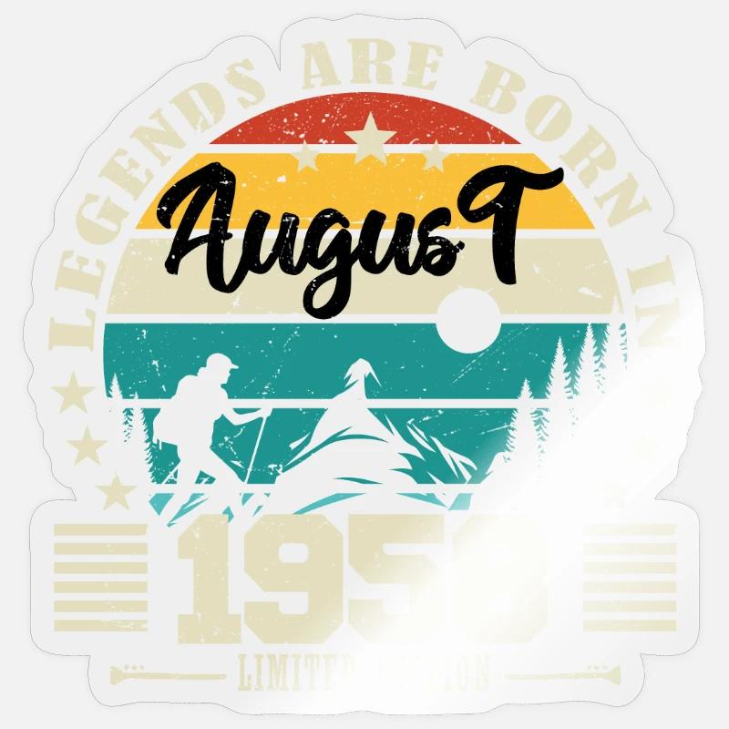 August 1958. Geburtstagsgeschenk August 1958. August - Sticker Größe S (10 x 10 cm) - Transparent glänzend