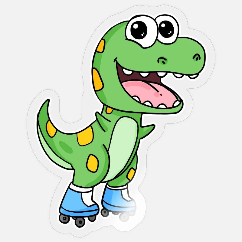 Dinosaur Skating - Sticker size S (10 x 10 cm) - transparent glossy