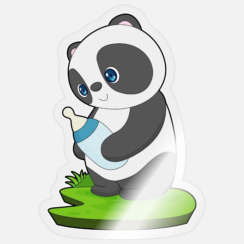 Lait de bébé Panda - Sticker taille S (10 x 10 cm) - brillant transparent