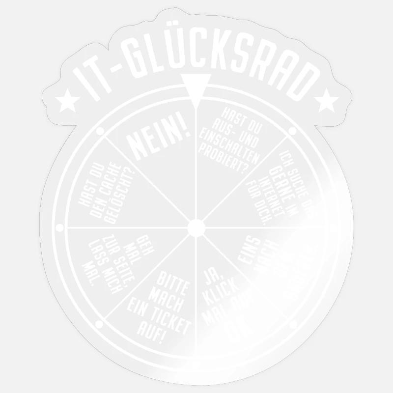 IT Support Glücksrad Service Desk IT Helpdesk Nerd Sticker Größe S (10 x 10 cm)