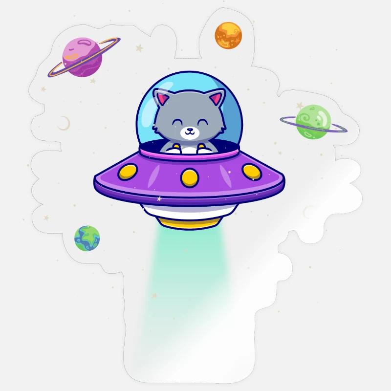 Chat dans l’espace Sticker taille S (10 x 10 cm)