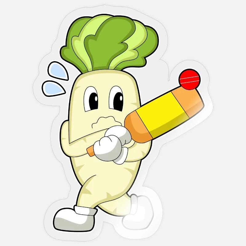 Radieschen Cricket Cricketschläger - Sticker Größe S (10 x 10 cm) - Transparent glänzend