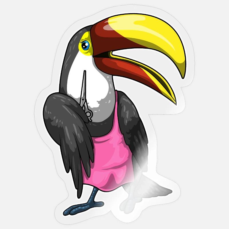 Ciseaux de coiffure Toucan - Sticker taille S (10 x 10 cm) - brillant transparent