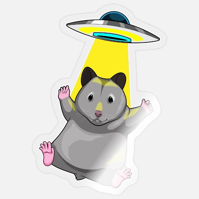 Hamster Spaceship Space - Sticker taille S (10 x 10 cm) - brillant transparent
