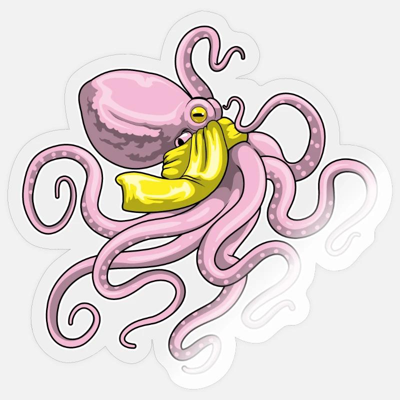Echarpe de pieuvre - Sticker taille S (10 x 10 cm) - brillant transparent